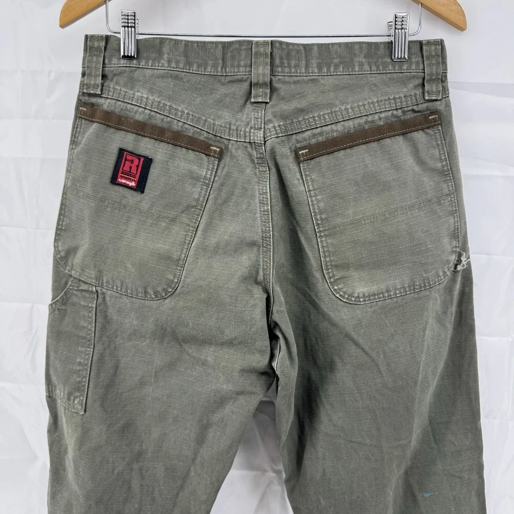 Men's‎ Olive Wrangler Ripstop Cargo Pants Drab Vintage Military Style 31x29
